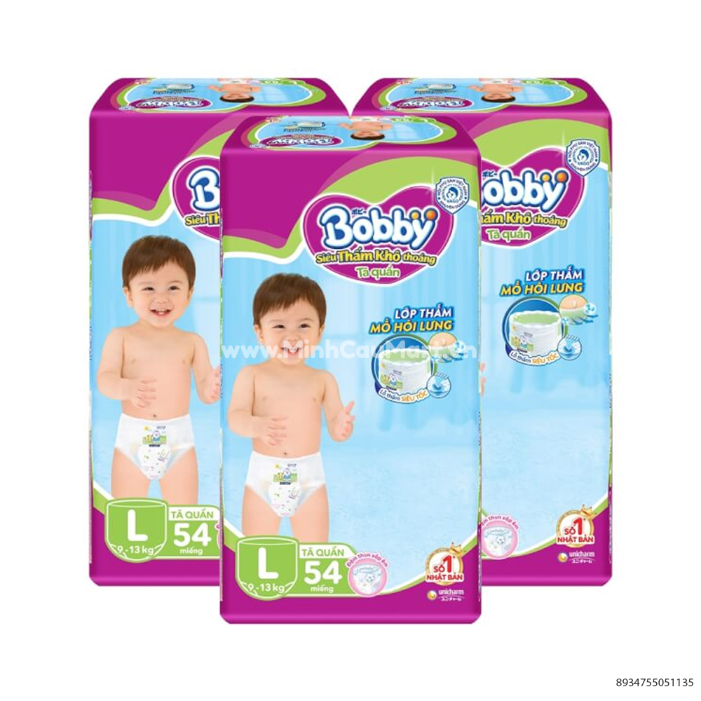 Tã Quần Bobby L54 Miếng Cho Bé Từ 9 - 13Kg